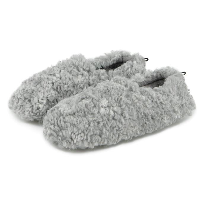 totes Ladies Faux Fur Full Back Slippers Grey Extra Image 2